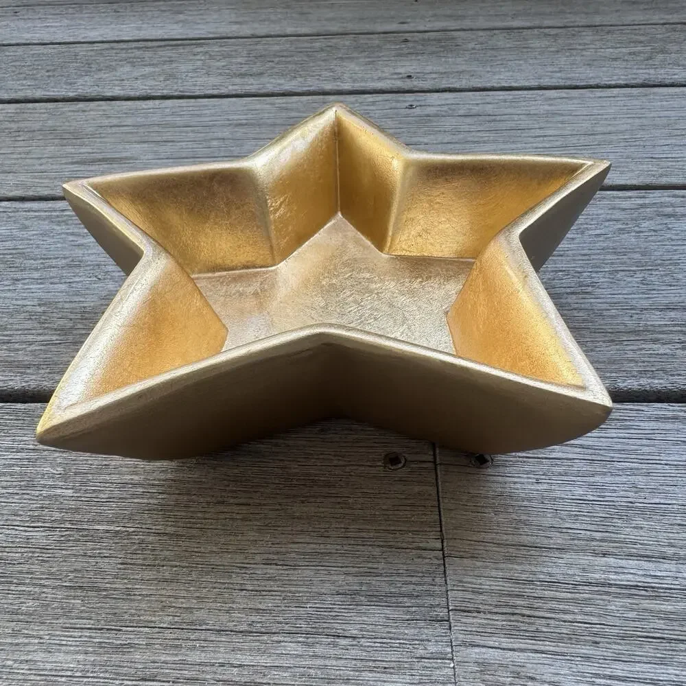 Pier 1 Terracotta Star Shaped Bowl Gold Decorative Candy Dish Celestial Whimsy